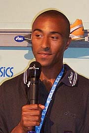 Colin Jackson im Interview bei Ausrüster ASICS  (©Foto: Marikka-Laila Maisel)