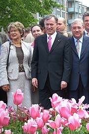 Bürgermeisterin Frau Dr. Burkert, Bundespräsident Horst Köhler und Landwirtschaftsminister Josef Miller auf dem buga Rundgang (Foto: Martin Schmitz)