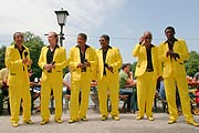 Legendarios do Brasil. v.l. n.r.  Roberto Mirinda /Roberto Lopes de Miranda), Jaizinho (Jair Ventura Filho), Marco Antonio (Marco Antonio Feliciano), Brito (Hèrcules Brito Ruas), Altair (Altair Gomes de Figueiredo), Jair Marinho (Jair Marinho de Olivera) - Fussball Weltmeister mit Brasilien 1962 bzw. 1970