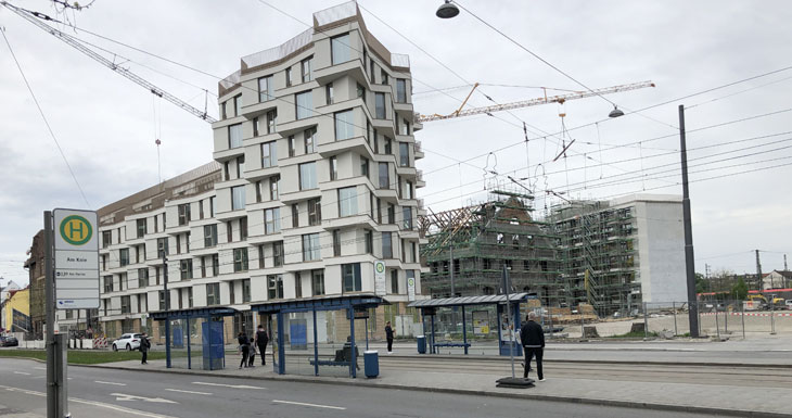 Blick auf die Münchner Quartier kupa in Pasingvon der Landsberger Straße aus (©Foto: Martin Schmitz)