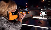 Biathlon Camp Fritz Fischer mit Biathlonsimulator mit mobiler Laser-Schießanlage (©Foto: Martin Schmitz)